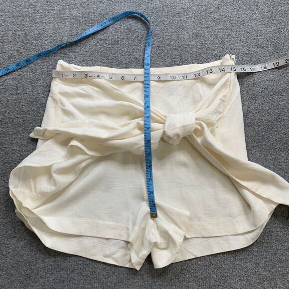 Mr. Buho Shorts Womens S Small White Cotton Tie Front Wrap Side Zip Wide Guazy - Picture 4 of 10
